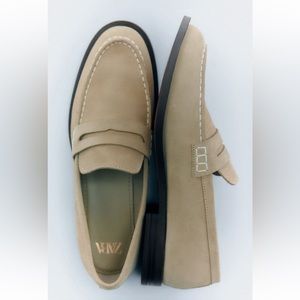 Sandy brown loafers